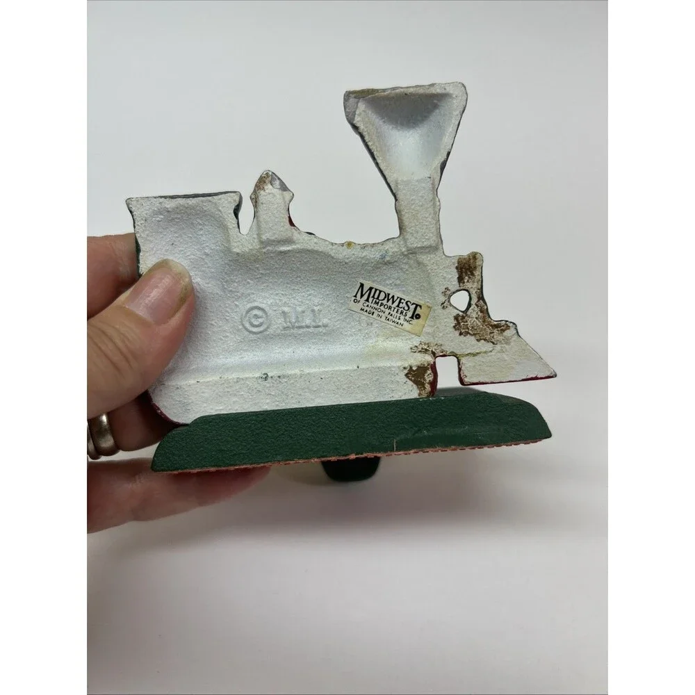 Vintage Midwest of cannon falls cast iron Christmas train stocking hanger Engine
